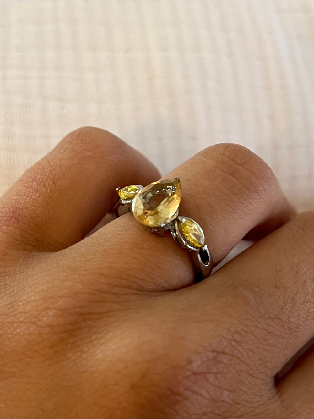 Elegant Yellow Teardrop Gemstone Ring - Womens Engagement Ring Jewelry